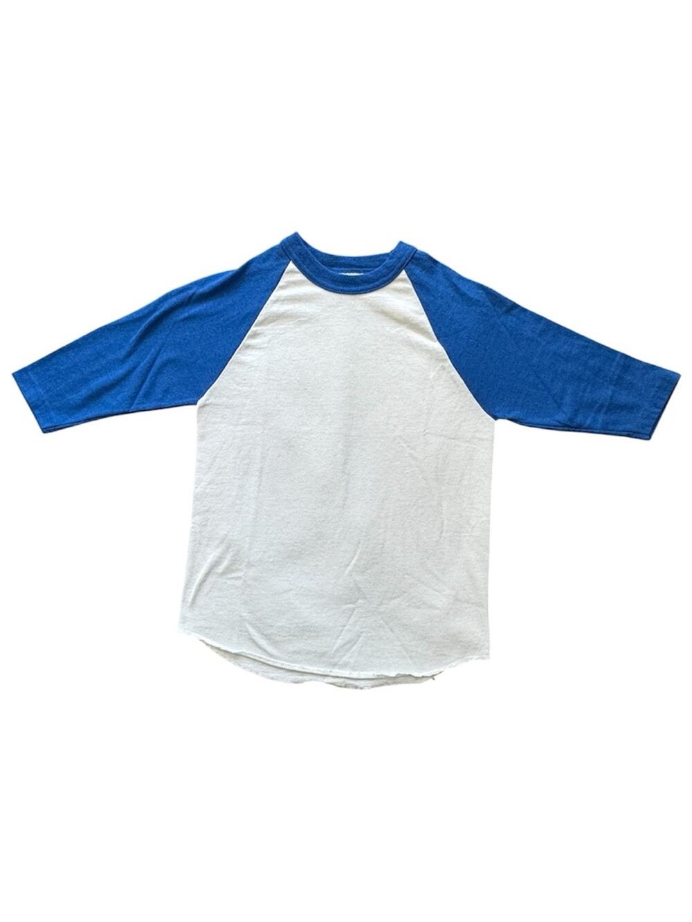 Soffe Kids Blue & White Raglan Baseball Tee Size 7 (XS)